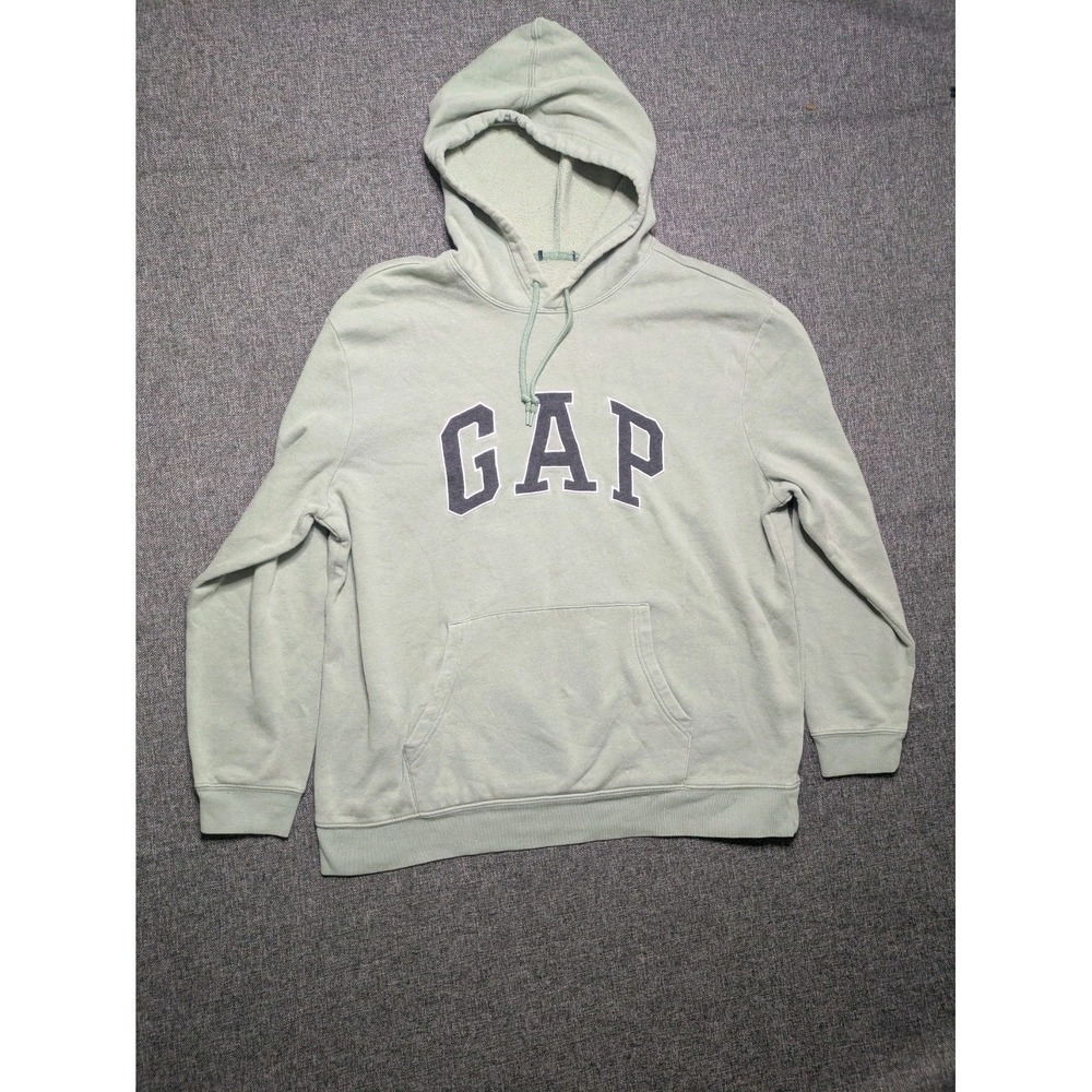 GAP Athletic Men's XL Fleece Hoodie Pullover Vtg Green Sweatshirt Drawstring